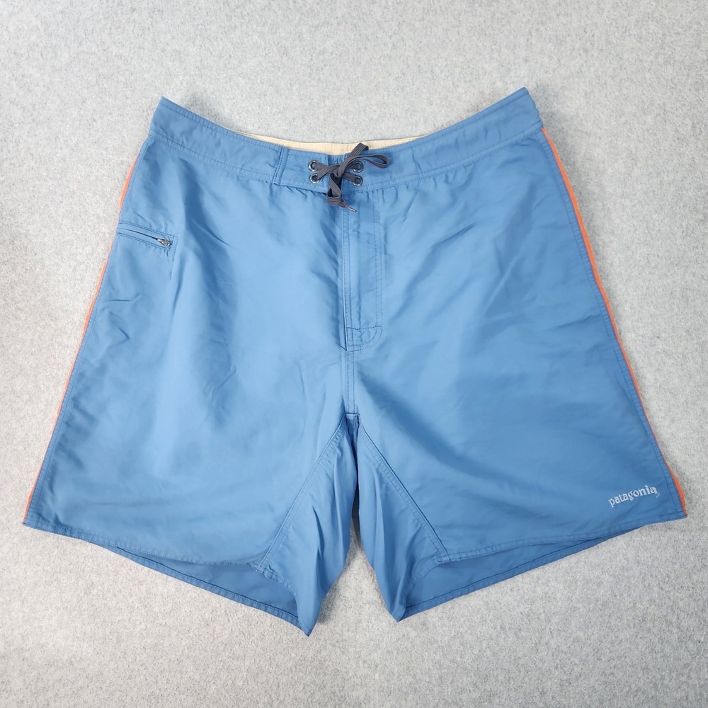 Patagonia Board Shorts Mens Measures 36x9 Blue Unlined Nylon Swim Trunks Tag 38